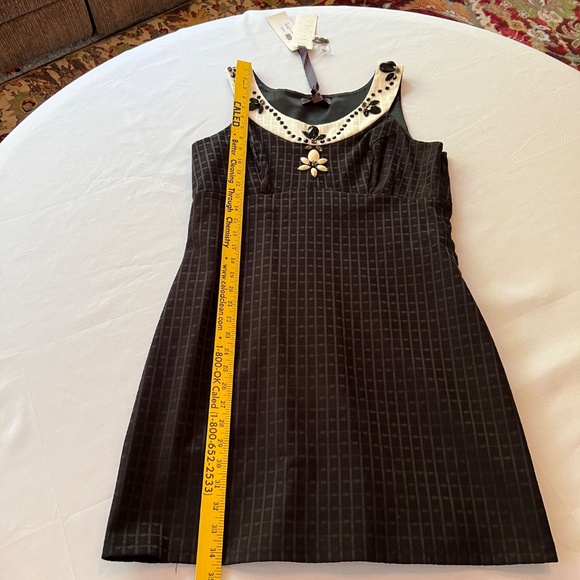 Hale Bob Beaded Color Blocking Dress Black/ White Sz L NWT - Picture 6 of 12